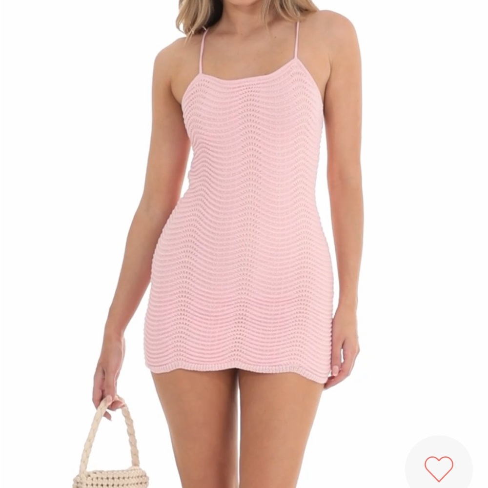 Pink crochet mini dress size xs brand new